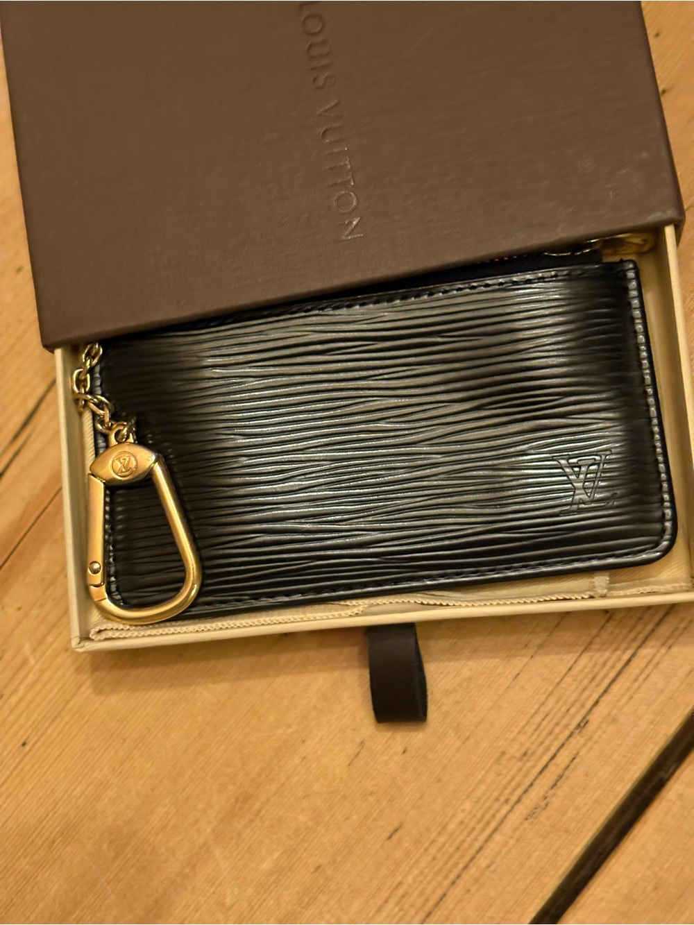 Louis Vuitton Black Epi Leather Key & Card Holder with Gold Hardware